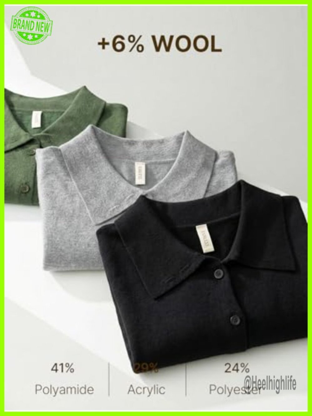 Wool Blend Cardigan Sweaters for Women Lightweight Button Down Lapel Collar - Picture 3 of 6
